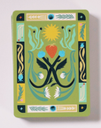 Illustrated playing card back with nature-themed design for Forest Feast deck