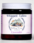 Jar of Whipped Tallow Lavender from Valley View Naturals on a white background