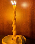 Twisted Hand Dipped Beeswax Taper Candle