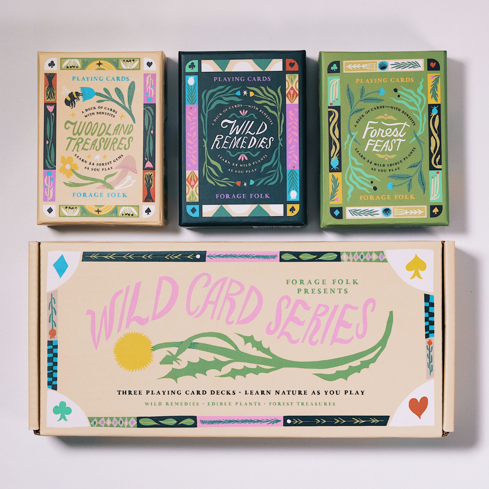 Wild Card Series — three nature-themed playing card decks, botanical card games for adults and families