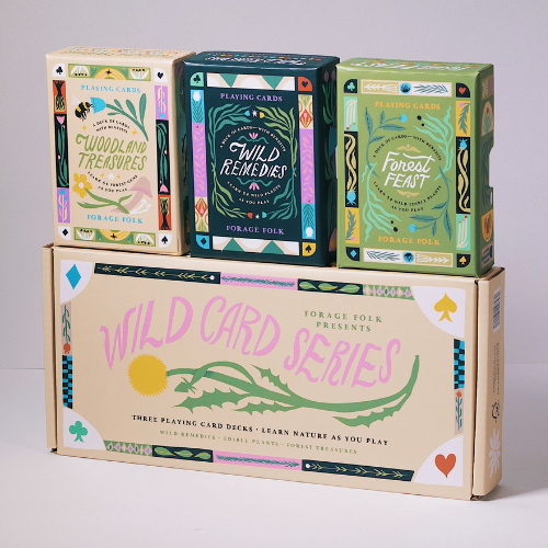 Nature inspired illustrated playing card gift set