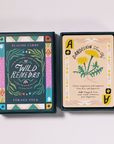 Wild Remedies card game box with text about plant identification