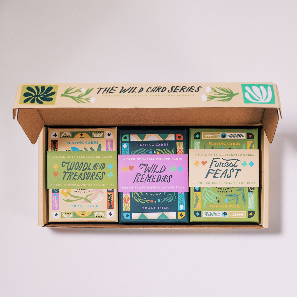 Gift box set of nature-inspired botanical playing cards