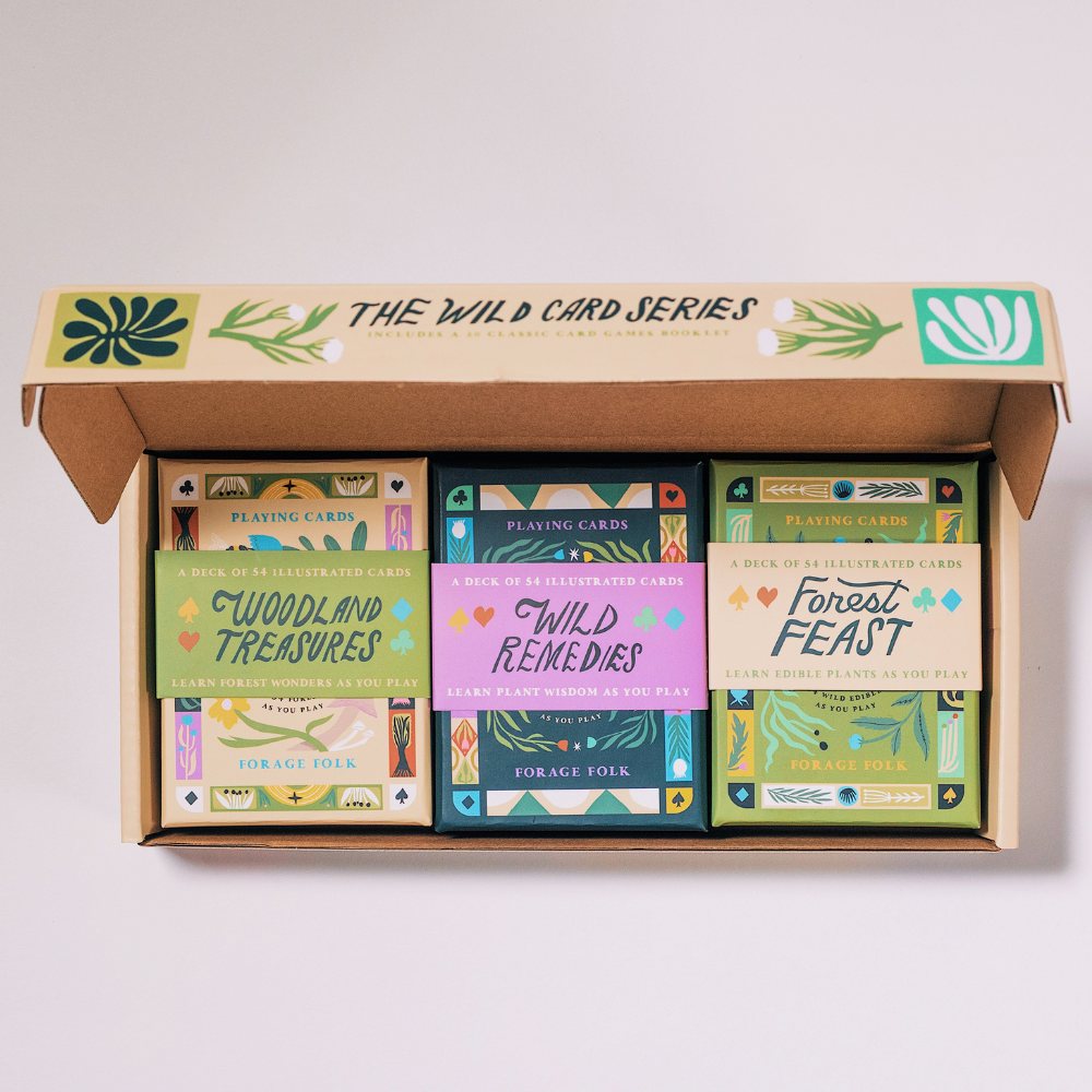 Wild Remedies nature-inspired playing cards display