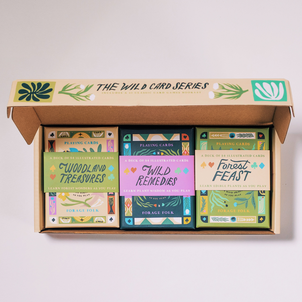 Gift box set of nature-inspired botanical playing cards