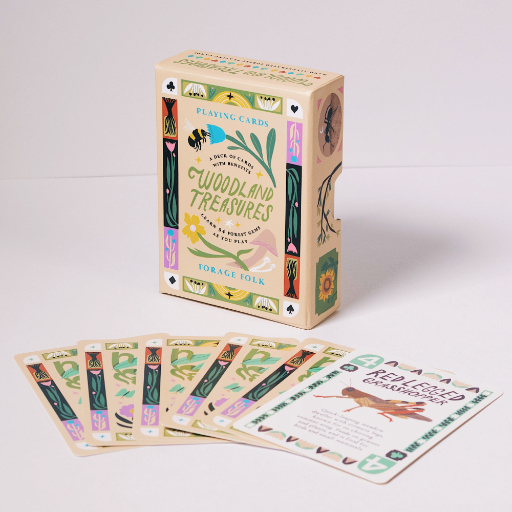 Woodland Treasures nature-inspired playing cards display